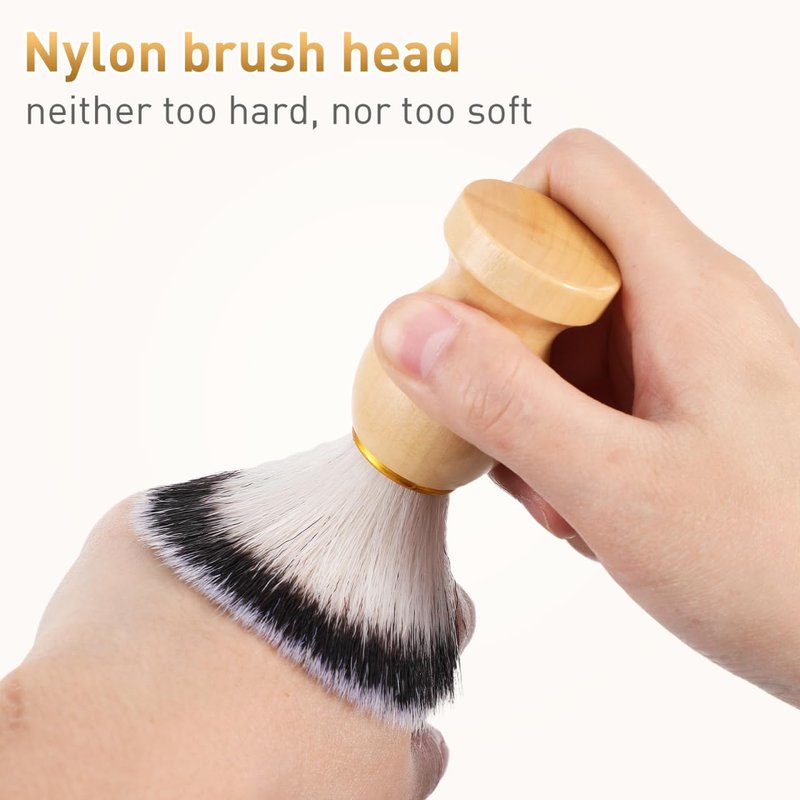 KALLORY Men S Shaving Brush 2-Pack with Soft Synthetic Bristles and Wooden Handle Handcrafted Salon Shave Tool for Beard Cleaning and Shaving Soap Application 4.05X1.22X1.22In