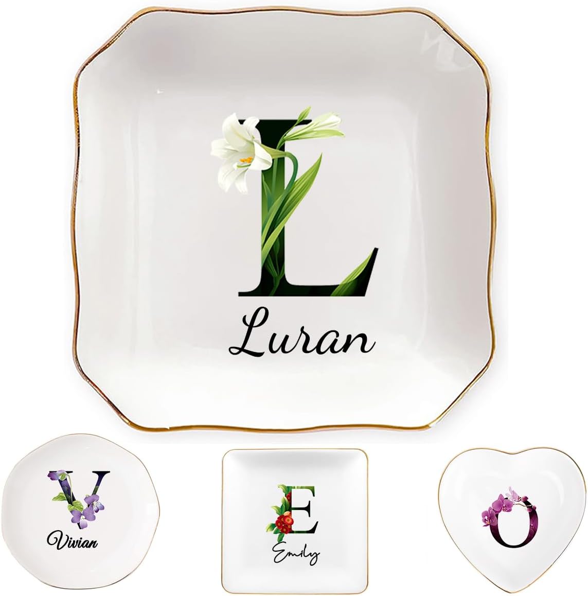 Custom Ceramic Ring Dish - Personalized Jewelry Tray for Name & Birthday | Ideal Gift for Mothers Day & Bridesmaids