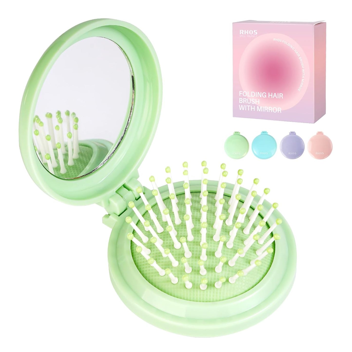 Double Head Folding Travel Hair Comb - Mini Pocket Detangling Brush for All Hair Types | Purple