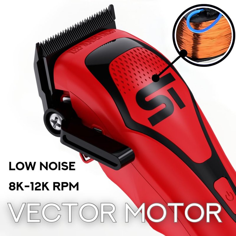 Supreme Trimmer Darkstar 72 Clipper with Magnetic Vector Motor | 180 Min Run Time, 9000 RPM Barber Hair Clipper | Low Noise, Professional Clipper DLC Blades | STC72