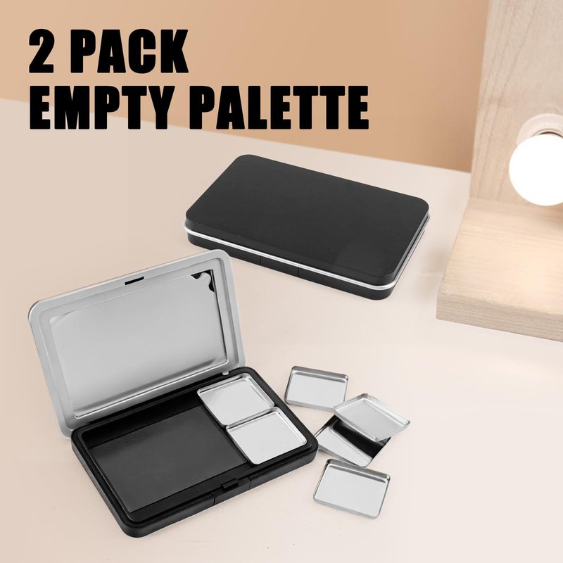 LCJAOF 2 Pack Empty Magnetic Makeup Palette with Mirror, Refillable 6 Pan Eyeshadow Palette for Blush Lipstick Concealer - Travel Friendly