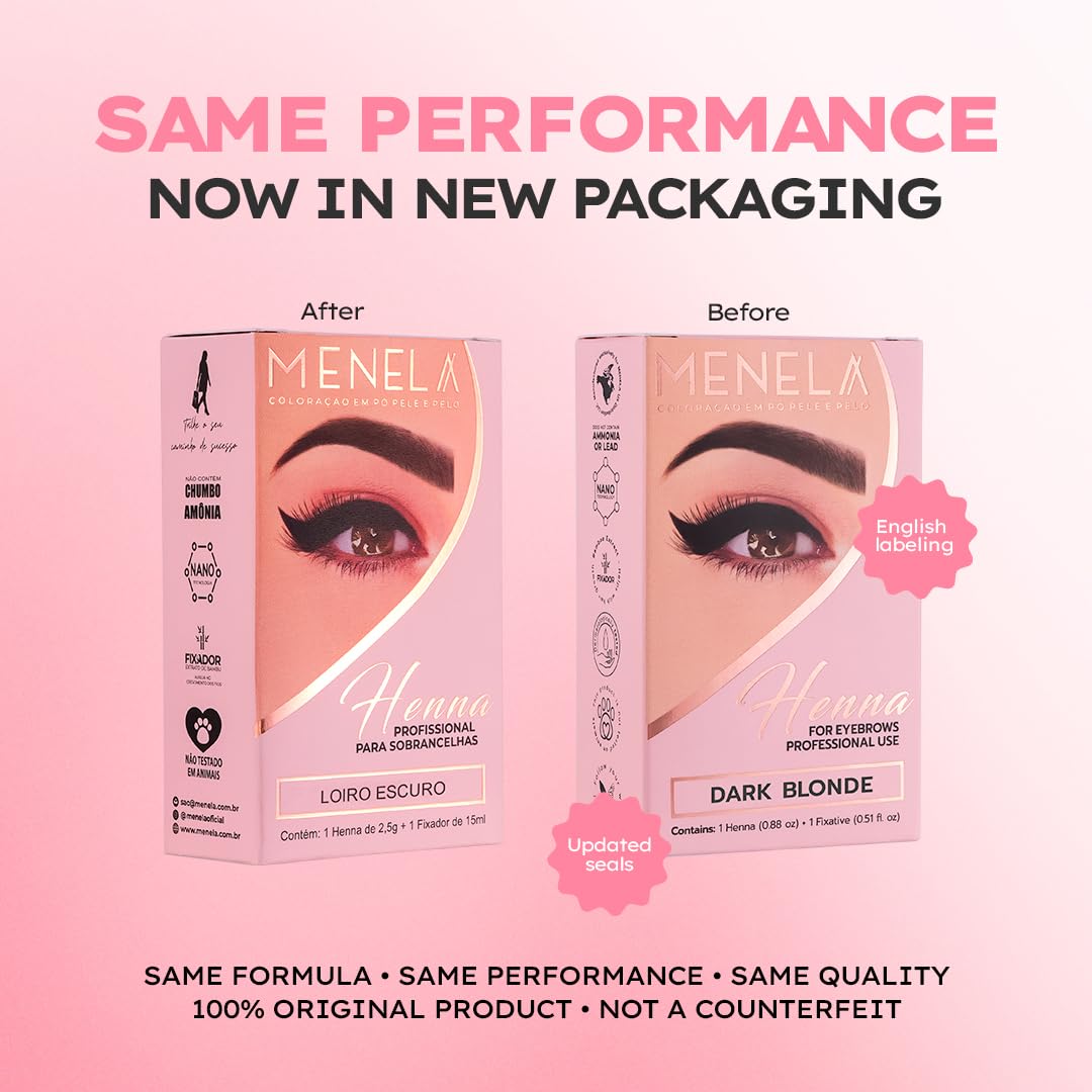 MENELA Dark Blonde Eyebrow Henna Kit β Henna for Eyebrows β Eyebrow Dye & Henna for Brow β Natural Vegan Ammonia-Free β Up to 60 Applications, 2.5g Henna & 15ml Fixer, Bamboo Extract