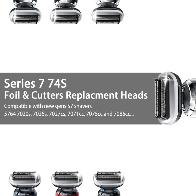 JEVONG 74S S7 Replacement Head for S7 Shavers, Stainless Steel Blades & Precision Foil, Smooth Shave No Pulling (Pack of 2).