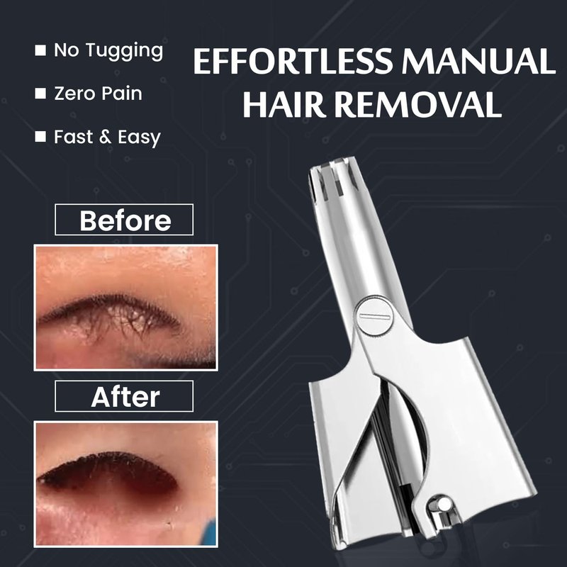 Infinity Choices Stainless Steel Hair Trimmer for Men and Women | Manual Nose and Ear Hair Trimmer | Nose Clippers, 360° Rotating Hair Trimmers | Washable Nose Hair Remover | Silver