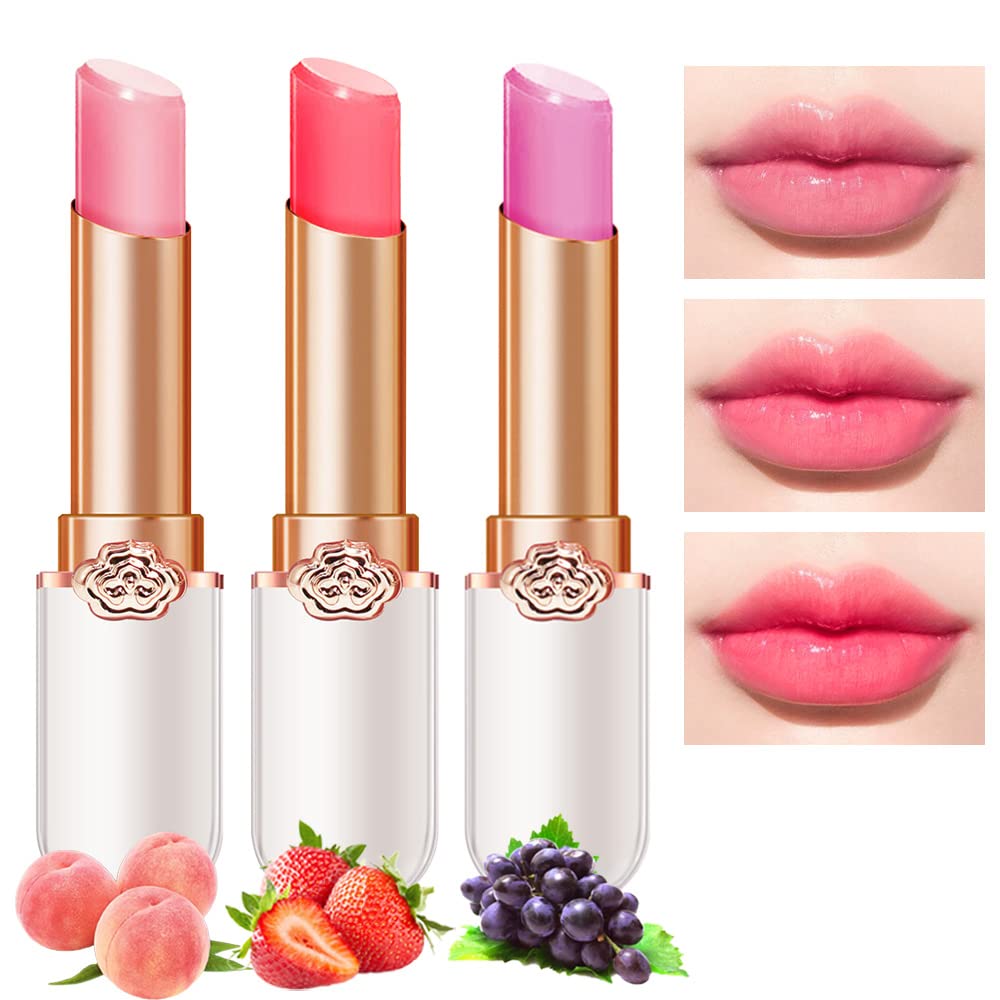 Blueberry Tinted Lip Balm Set - PH Color Changing Lipstick Balm for Women | Long-Lasting Light Pink Tint