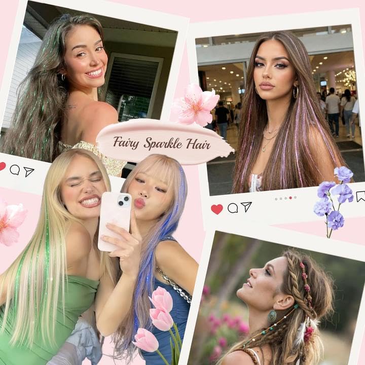 Hair Tinsel Kit - 20 Color Glitter Hair Extensions for Teens | Heat Resistant Fairy Hair Accessories (48 Inch)