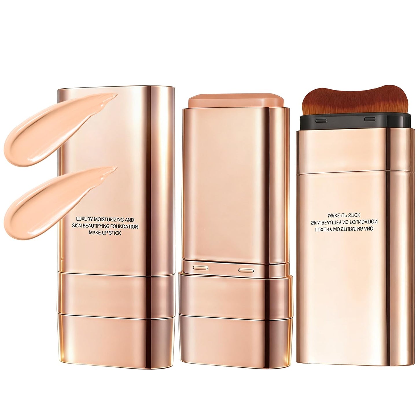 Dual-Ended Concealer Foundation Stick - 3-in-1 Korean Makeup with Brush, Long-Lasting & Lightweight for All Skin Types | #01 Bright White