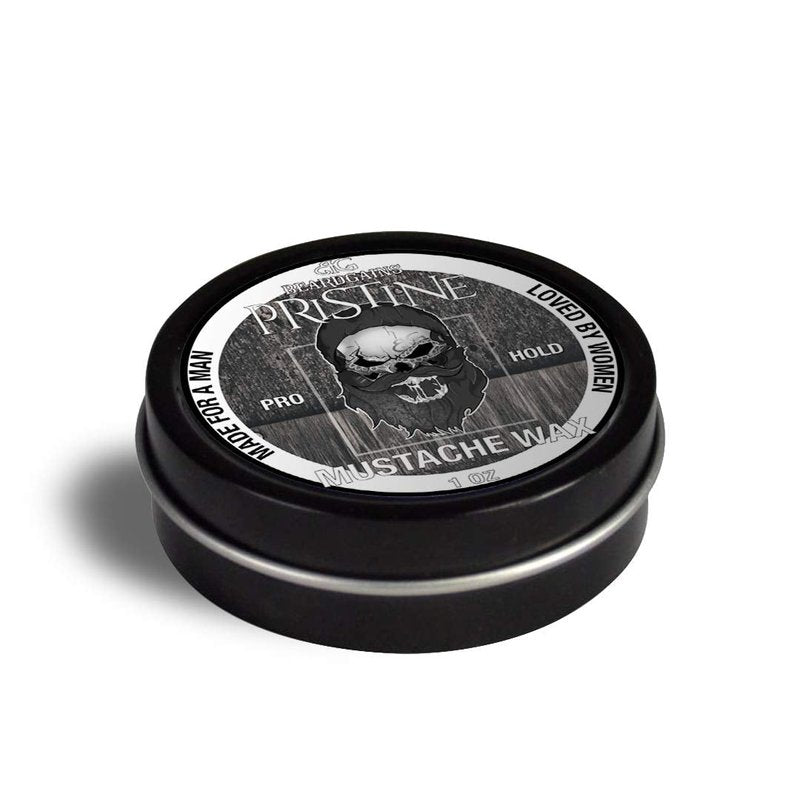 Beard Gains Pristine Scent Strong Hold Mustache Wax 1oz - Hold, Mold, and Tame Moustache W/Organic and Natural Stache Wax (White)