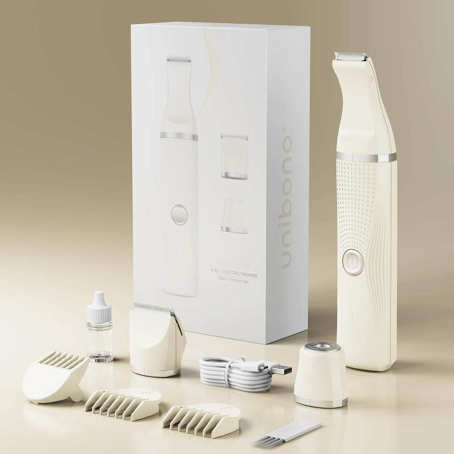 Pubic Hair Trimmer for Women - Waterproof 3-in-1 Electric Razor | Rechargeable Cordless Groomer for Body Hair, Legs, Face