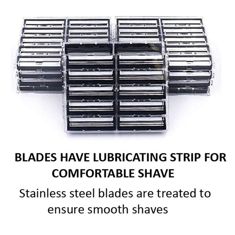 Taconic Shave Twin Blade Razor Cartridges - Lubricating Strip, Compatible with Gillette Trac 2 & Atra | Made in USA