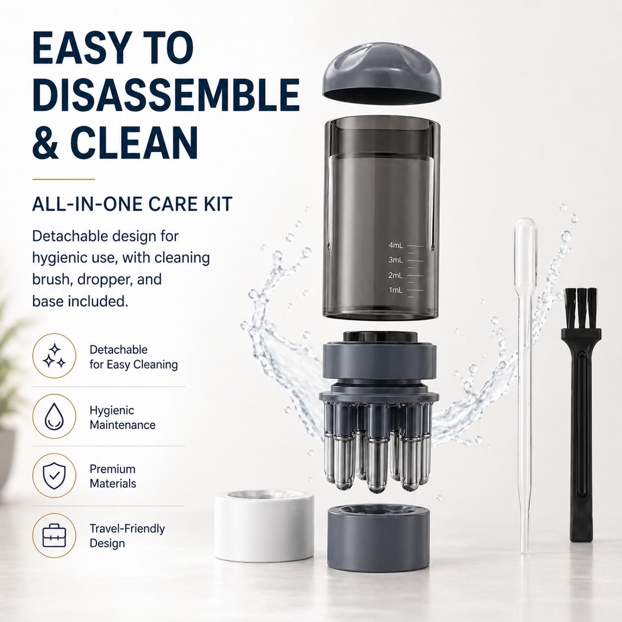 KLXXUJK Minoxidil Applicator, 2 Pack Scalp Applicator Comb with Cleaning Brush and Dropper, Rollerball Hair Oil Dispenser Bottle for Precise Root Targeted, Quick Effortless Scalp Brush Tool