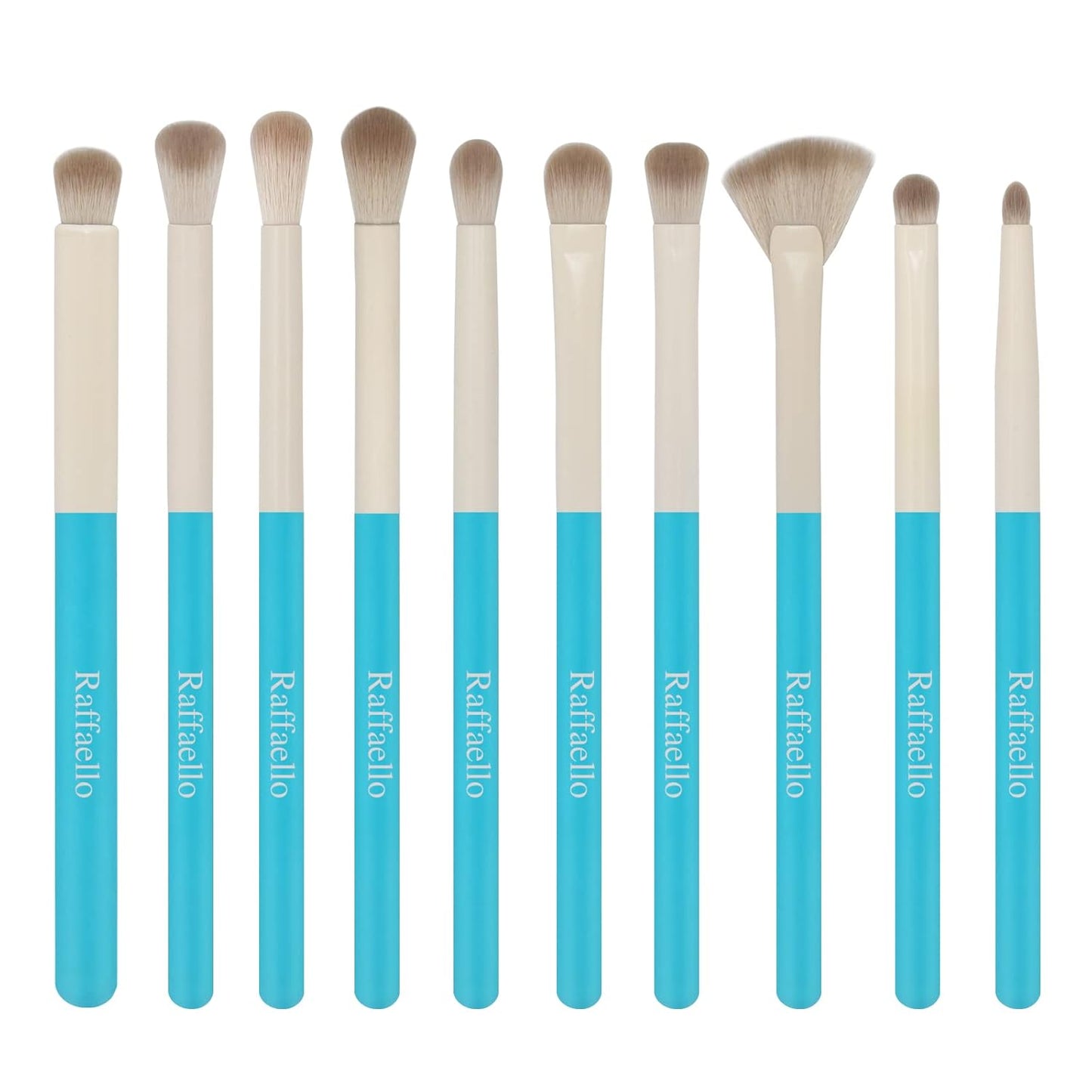 Raffaello Eyeshadow Brush Set - 10 Professional Eye Makeup Brushes for Liquid, Cream & Powder | Soft Hairs & Wood Handle, Pink