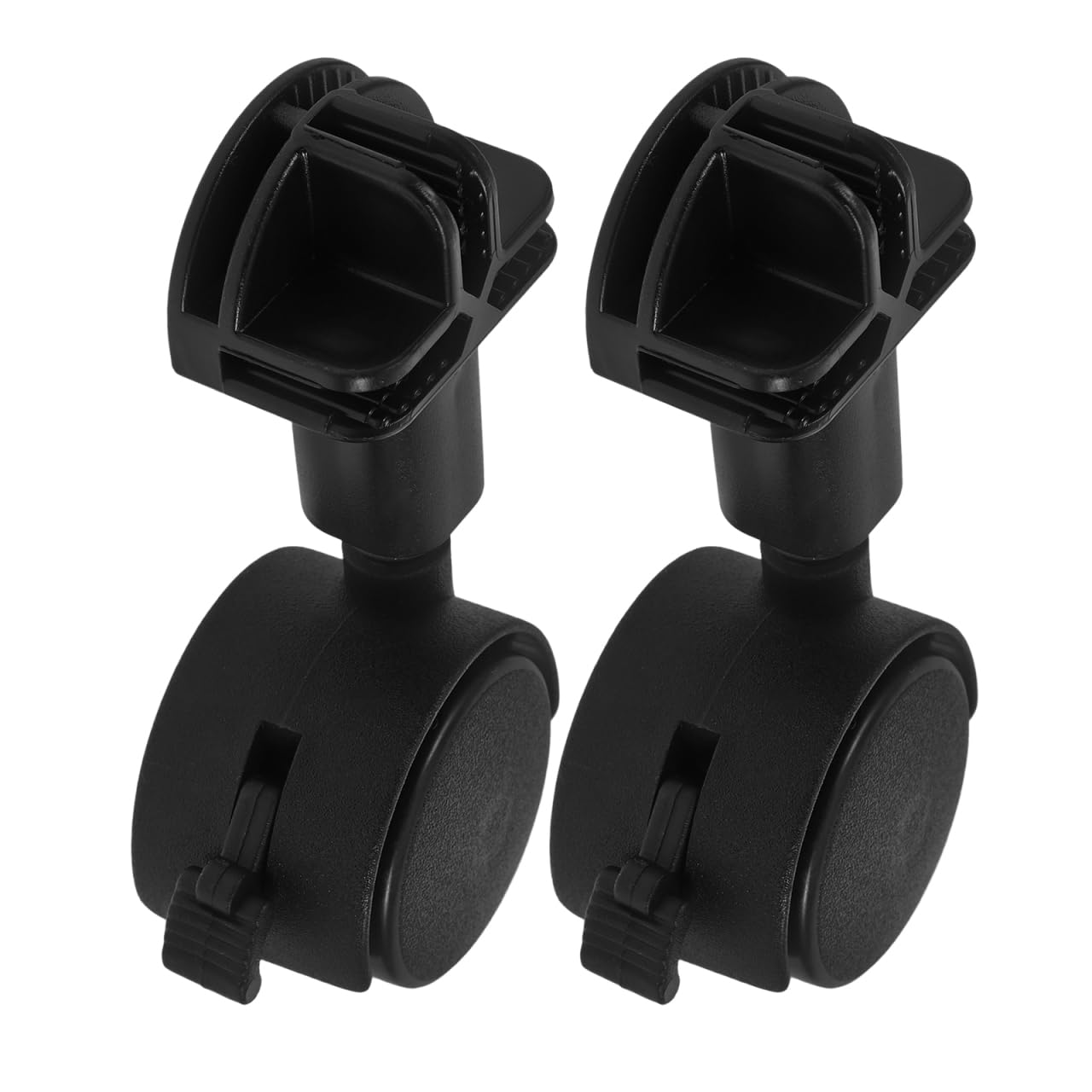 POPETPOP 2 Pcs Universal Replacement Stem Caster Wheels for Pet Cage, Black Silent Stemless Caster with Locking Feature, Durable Cat Cage Wheels Replacement for Smooth Mobility