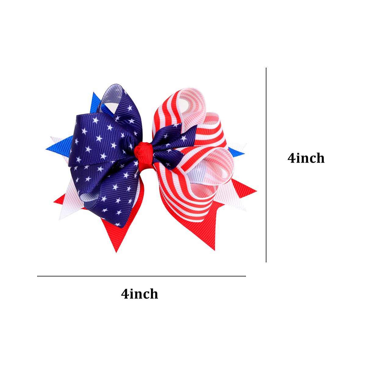 4th of July Hair Bow Clips,Patriotic USA Flag Hairpins for Kids Girls,American Star Hair Accessories for Independence Day Memorial Day Decorations
