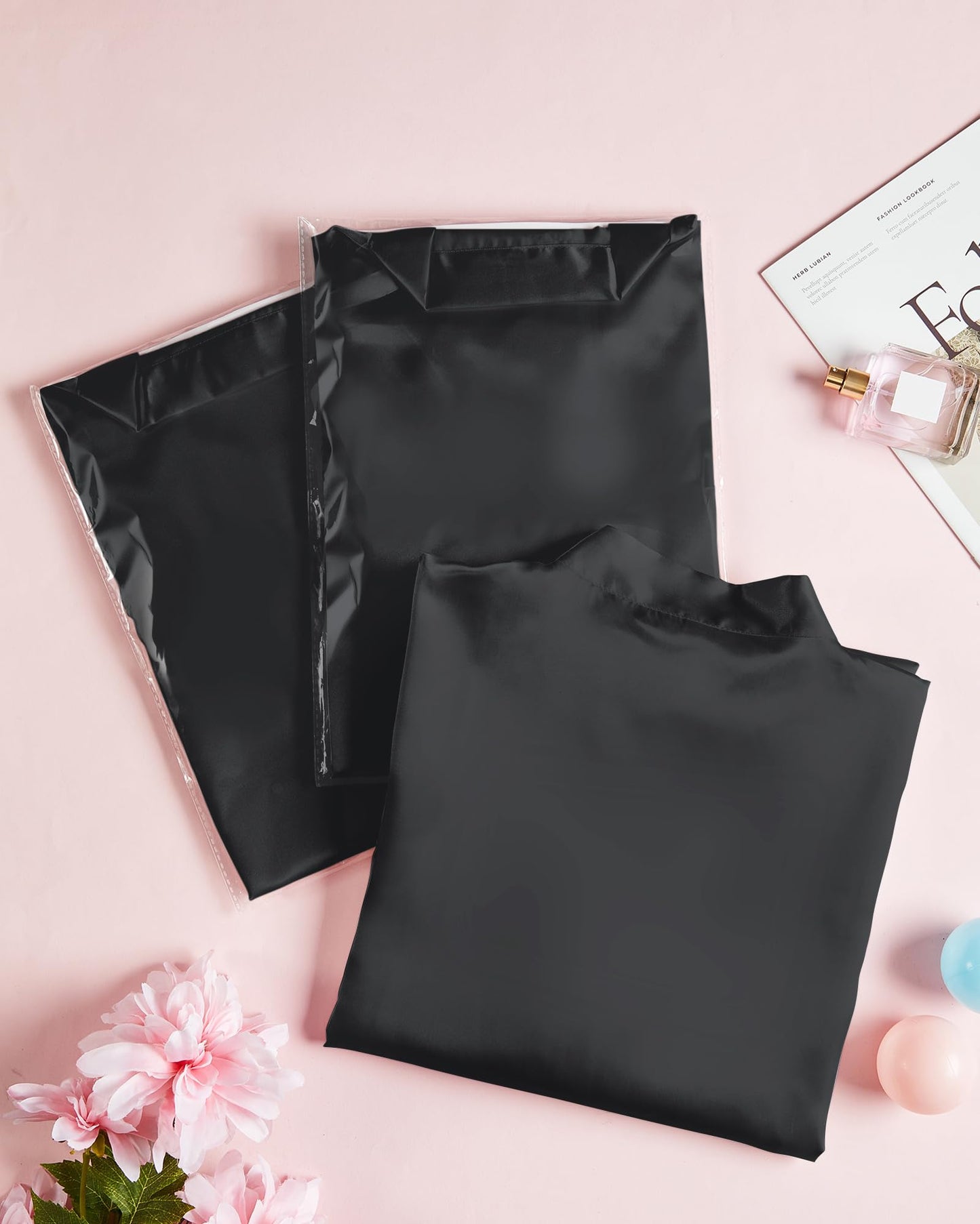 Patelai 12 Pcs Bridesmaids Robes for Women Silk Satin Kimono Short Robe Bulk Bridal Party Wedding Sleepwear (One Size,Black)