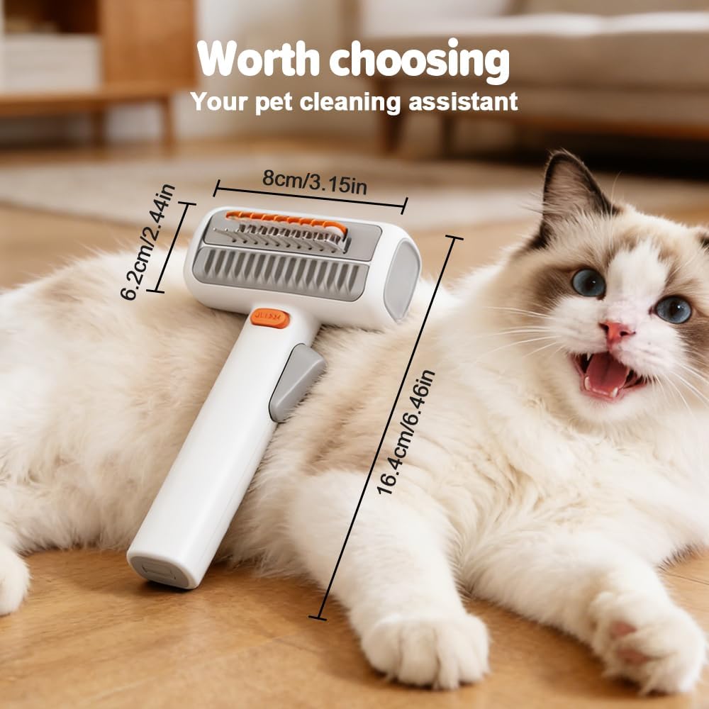 Upgrade 2-in-1 Pet Self-Detangling & Grooming Comb, 2026 New Professional Pet Dematting Comb & Undercoat Rake for Dogs & Cats, Gentle Pets Grooming Brush for Long or Short Hair (1)