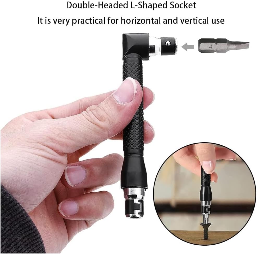 Stubby Drive Socket Wrench - 1/4 Inch Right Angle Screwdriver for Tight Spaces
