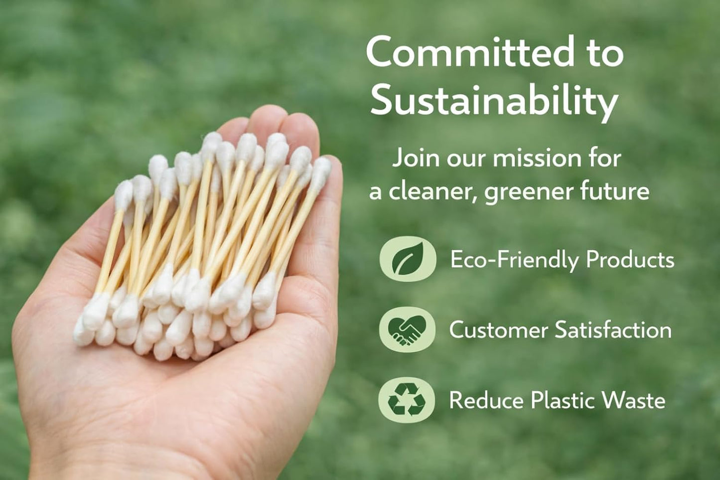 Premium Eco Bamboo Cotton Swabs - 500 Biodegradable Double Tipped Ear & Makeup Swabs | 100% Natural, Compostable