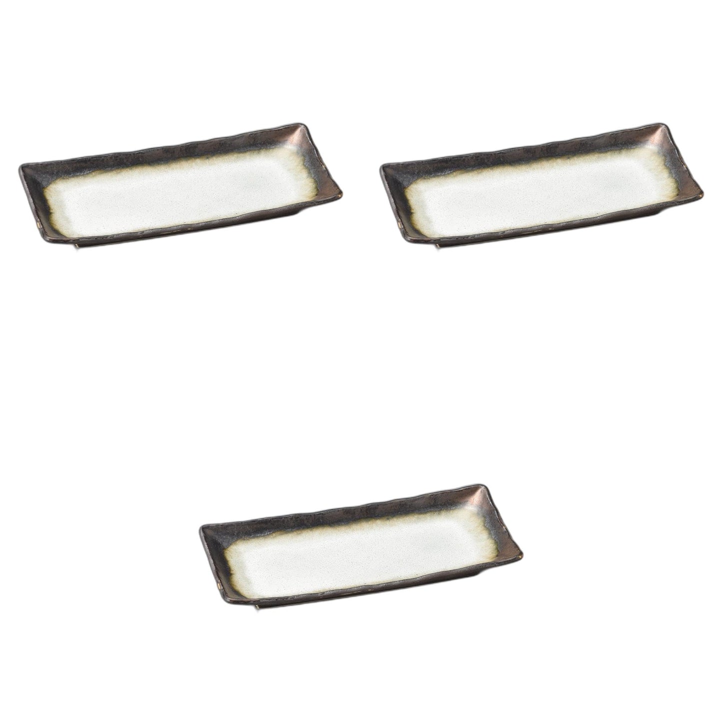 Setomonohonpo Set of 3 Kiln Kiln Kiln Kiln Gold Samma Plates, 11.2 x 5.0 x 1.5 inches (28.5 x 12.6 x 3.8 cm) | Long Plate Porcelain