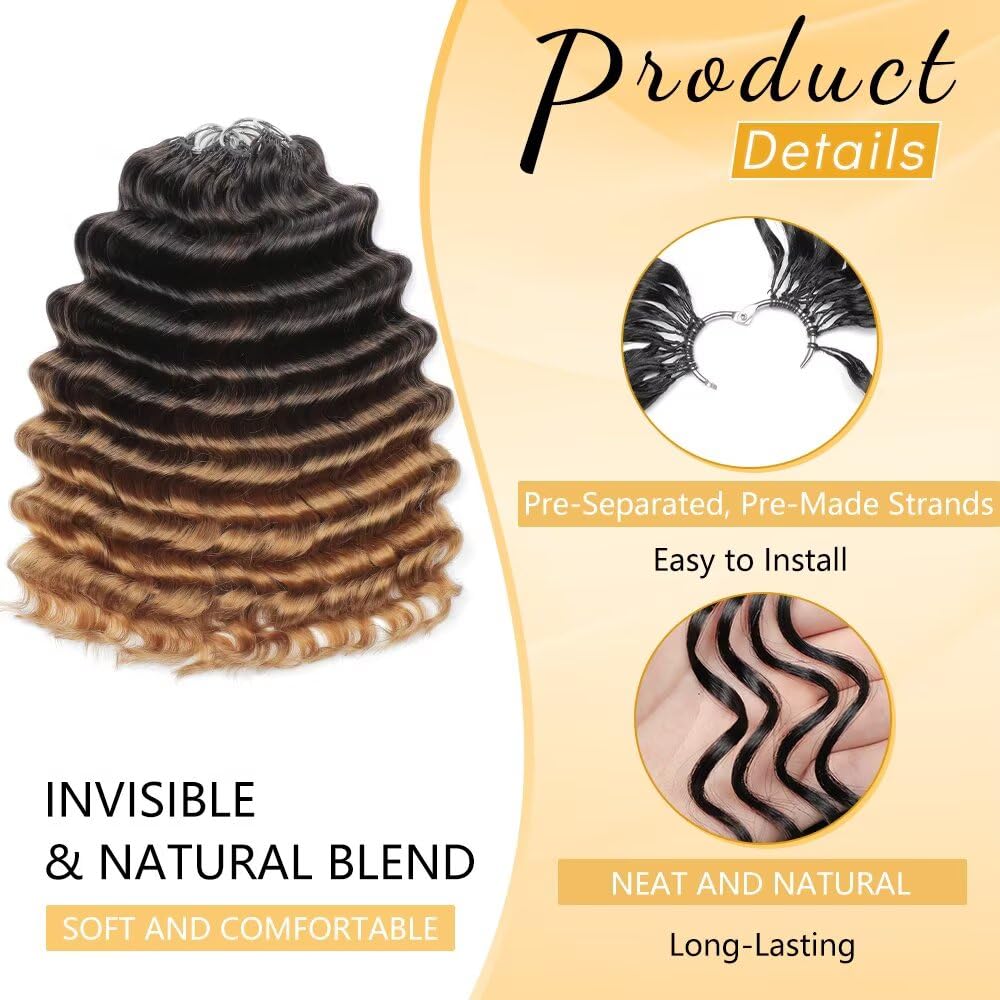 Human Crochet Hair for Black Women 24 Inch Deep Ocean Wave Bundles Human Hair Pre-separated 240 Strands 300G Invisible Miracle Knots Feather Crochet Human Hair Extensions T27#