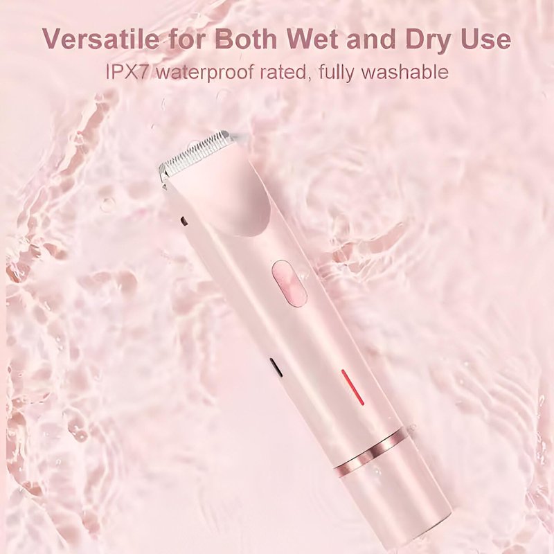 Women’s Electric Bikini Trimmer & Shaver – Waterproof IPX7 Rechargeable Razor for Bikini Line, Underarms, Legs & Body – Hypoallergenic Ceramic Blades – Compact & Portable – Pink