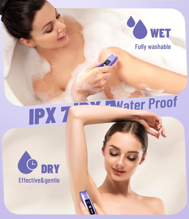 Dynooper Electric Bikini Trimmer for Women: IPX7 Waterproof Dual Head Cordless Electric Shaver for Women with LED Display & 0.5mm Ceramic Blades for Pubic Hair, Face, Legs - Cobalt Blue