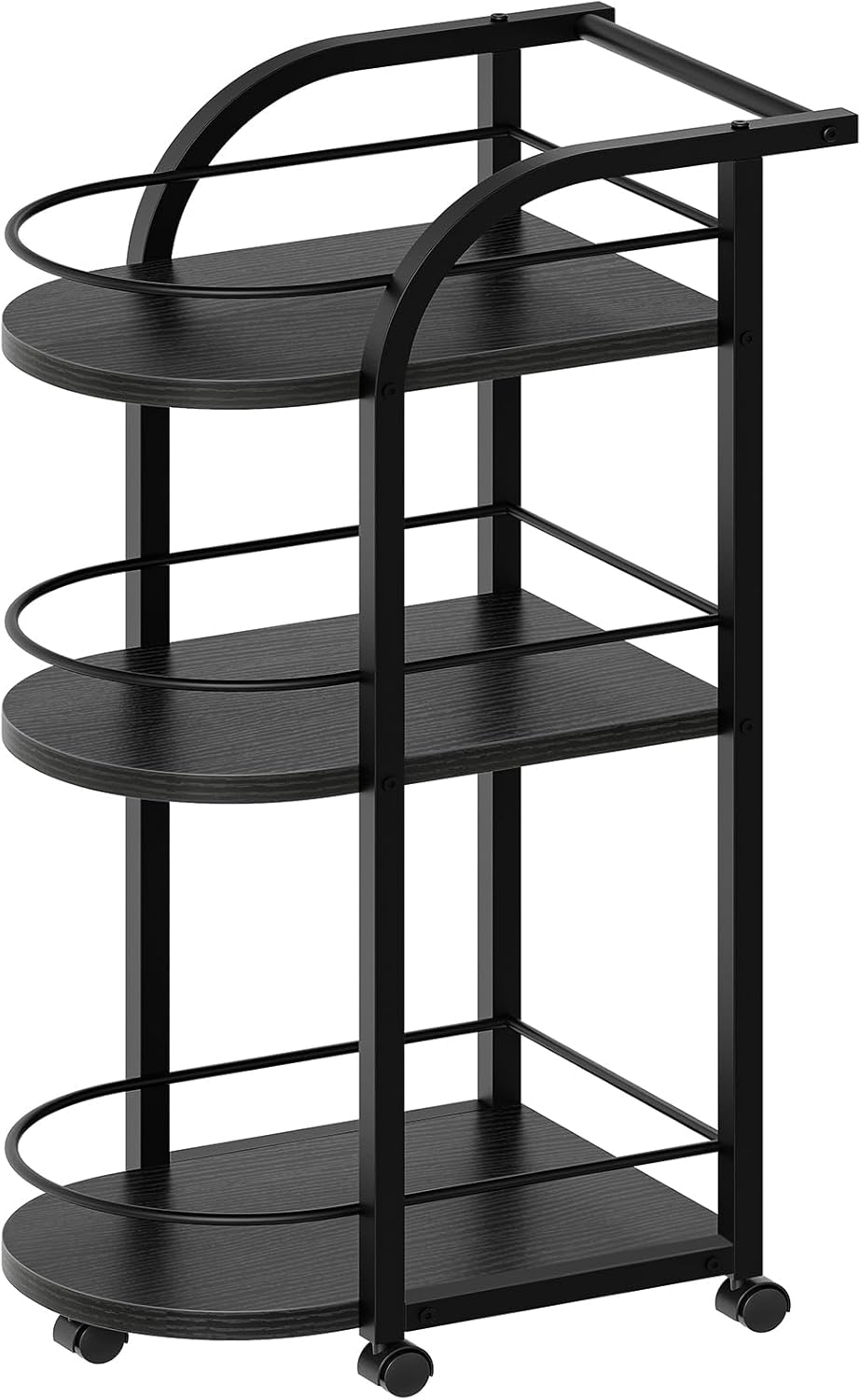 3-Tier Bar Cart - Home Serving Cart with Wheels & Fence | White & Gold Finish for Dining Room, Living Room, Garden