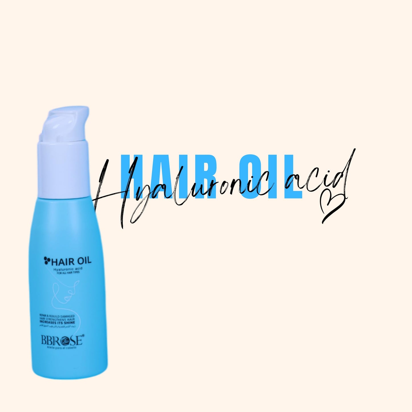 BBROSE Hair Oil with Hyaluronic Acid for All Hair Types – Deep Nourishment, Frizz & Split-End Control, Boosts Shine – 100ml