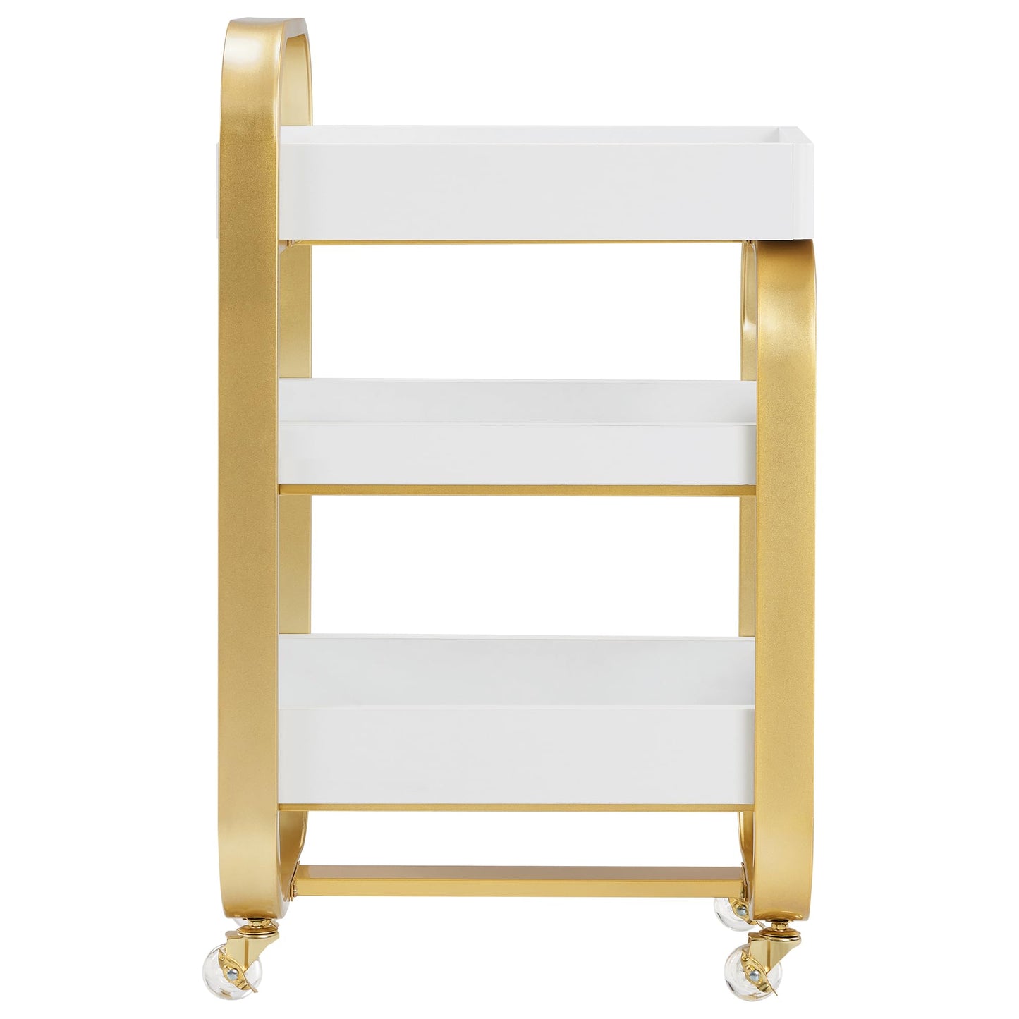 BarberPub Salon Storage Trolley with Shelves, Beauty SPA Rolling Cart with Lockable Wheels, 3-Tier Stylist Tool Organizer, Barber Mobile Station Equipment 2085 (Gold&White)