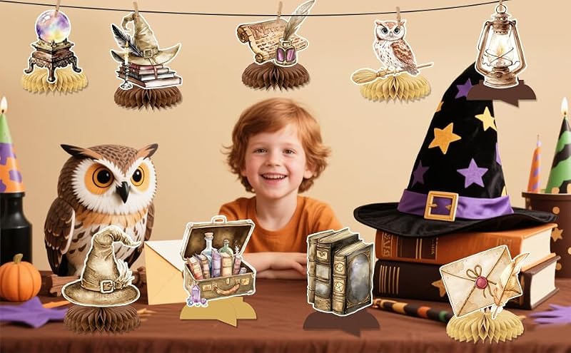 Magical Wizard Birthday Decorations - 9 Honeycomb Centerpieces
