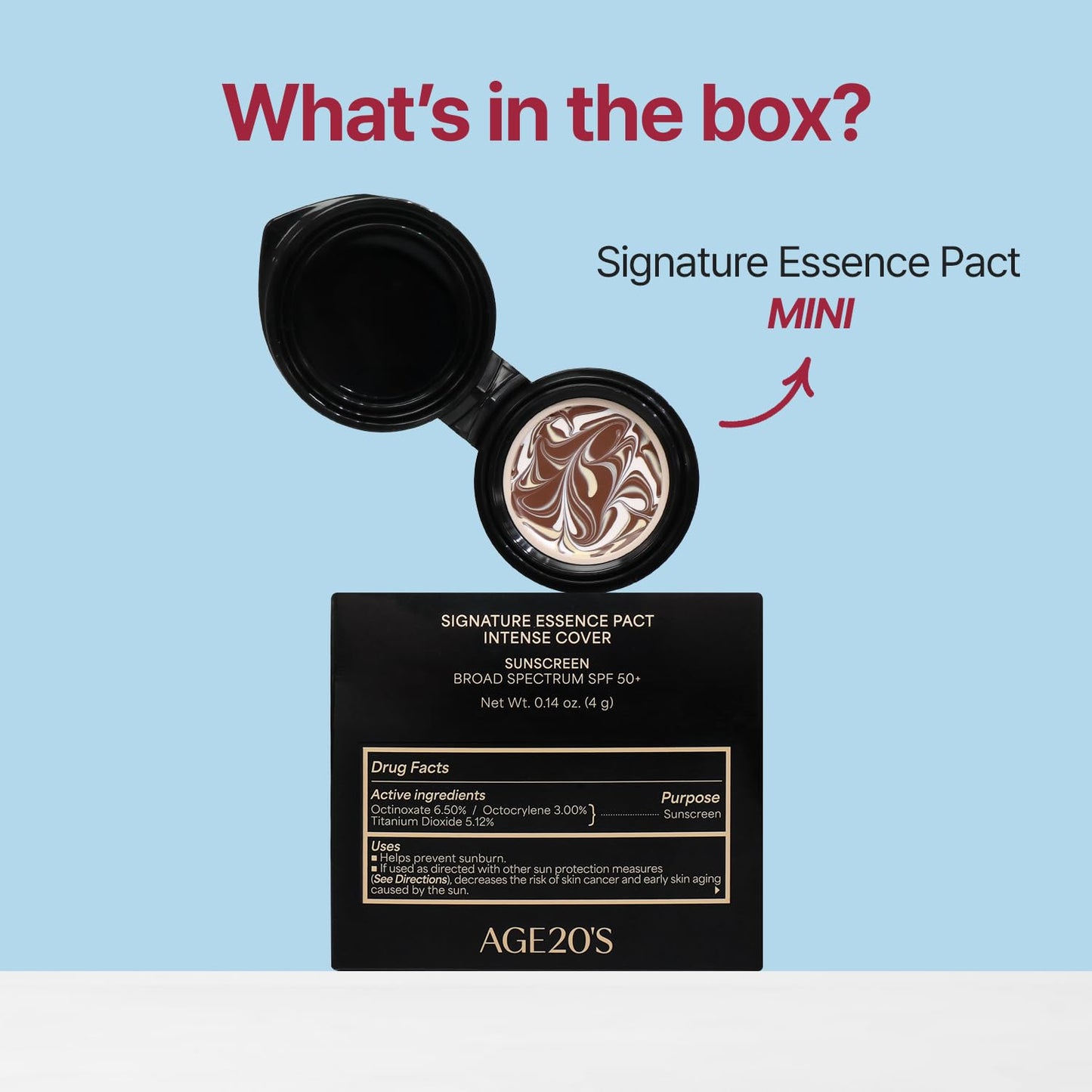 AGE20'S Signature Essence Pact - Vegan Korean Cushion Foundation with SPF 50+ | Dewy Glow Finish, Natural Coverage | 0.14 oz