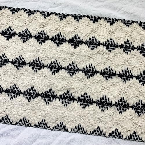 Boho Macrame Table Runner with Tassels - 72" Black & White