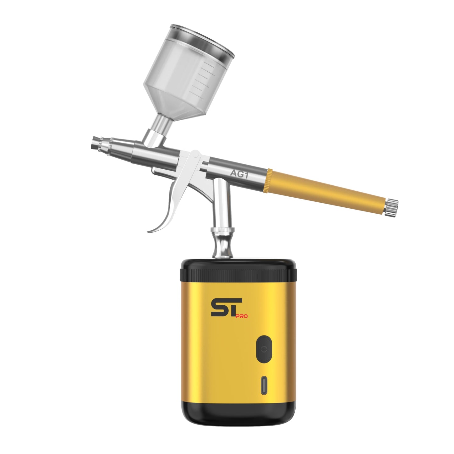 Supreme Trimmer Barber Airbrush Kit Cordless Hair and Beard Enhancement System with Ink Cleaning Solution 2 Style Triggers for Thinning Hair Natural Texture Fuller Looking Hair - AG1 (Gold)