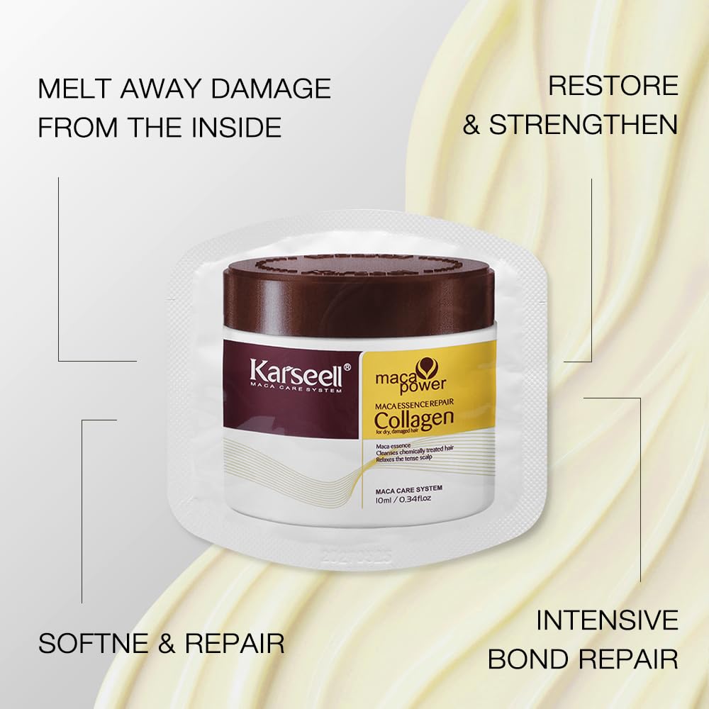 Collagen Hair Treatment Mask - Deep Repair Argan Oil Essence for All Hair Types | 10ml (24 Packs)