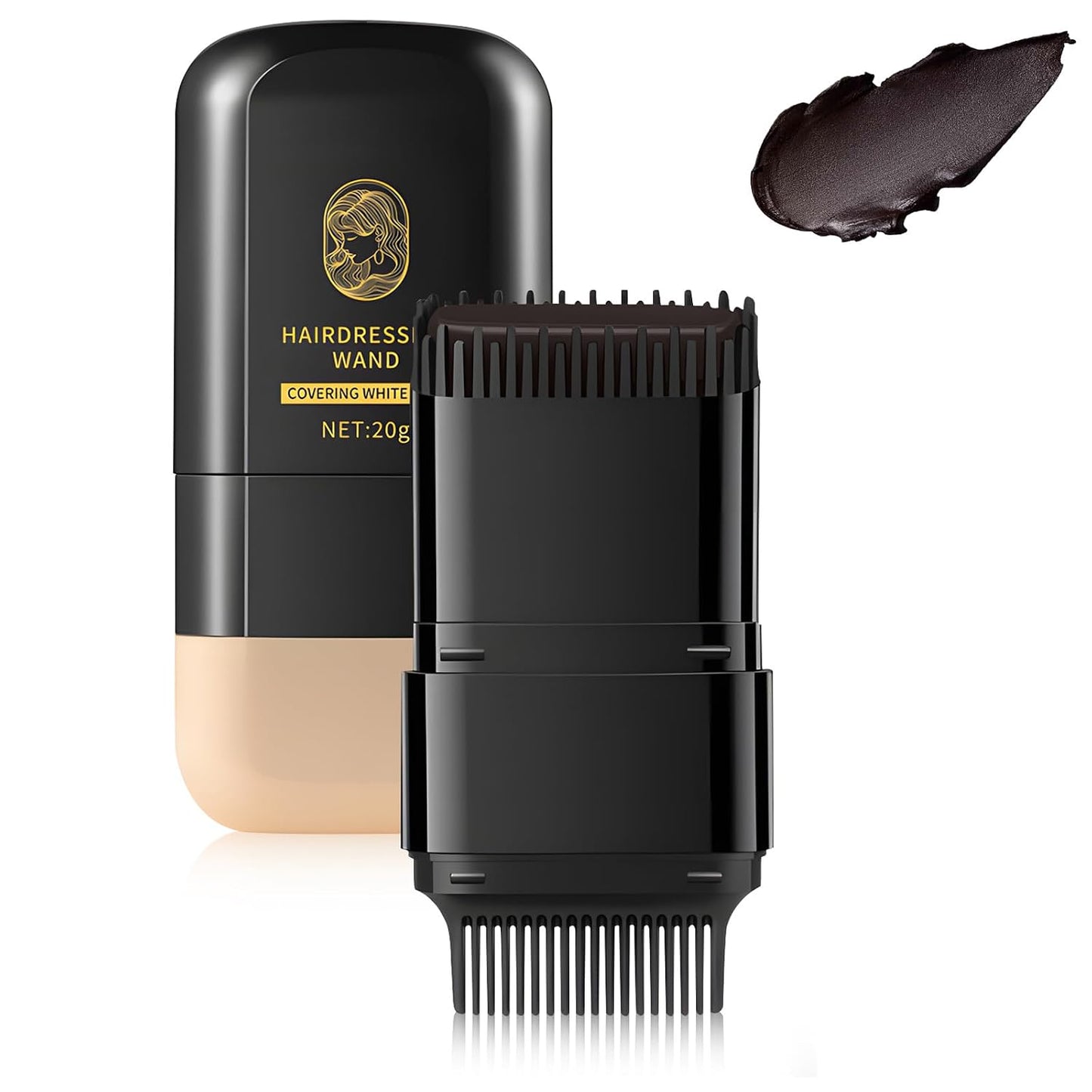 Hair Color Stick & Comb - Waterproof Gray Root Touch Up for Men & Women | Instant Convenient Hair Dye (Black)