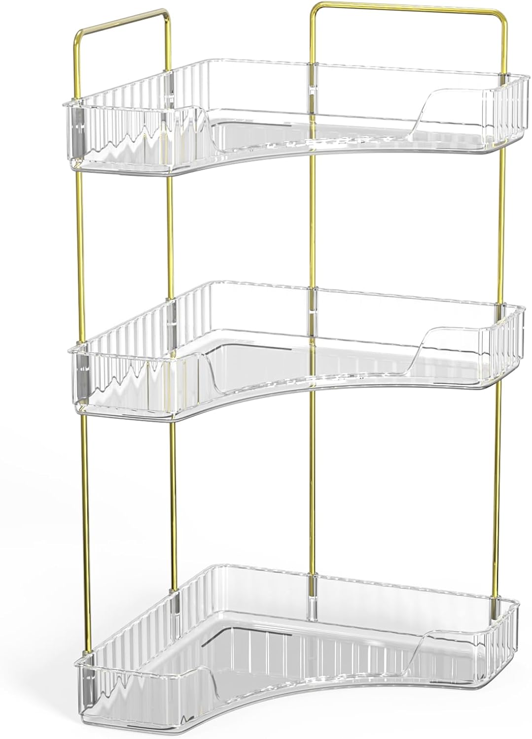 Corner Bathroom Counter Organizer - 3-Tier Makeup & Skincare Shelf | Vanity & Perfume Tray for Efficient Storage