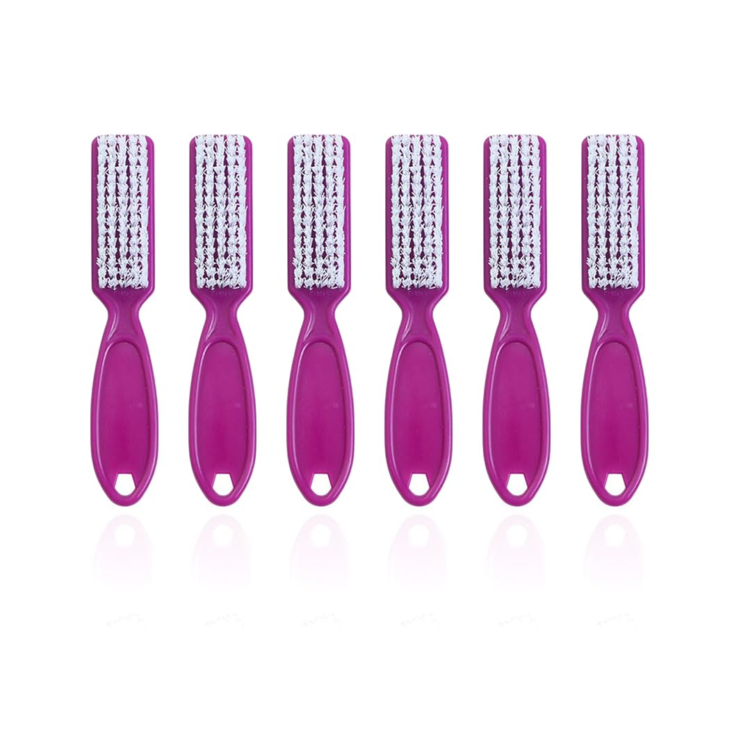 6Pcs Handle Grip Nail Brush Set - Manicure & Pedicure Cleaning Tools | White Fingernail & Toenail Brushes