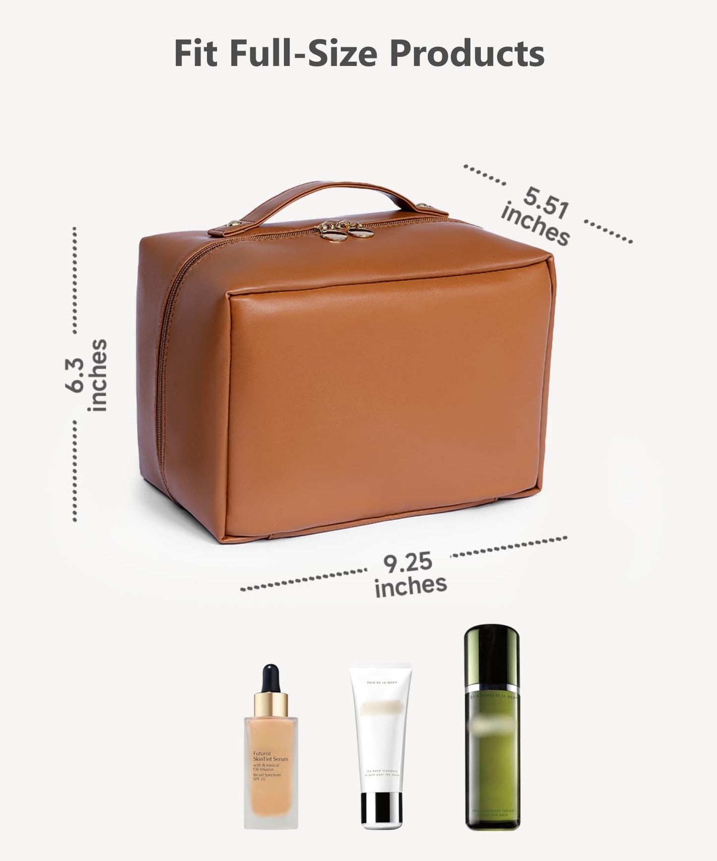 WecMec Travel Makeup Bag Large Cosmetic Organizer Bags for Women 180° Flat Open Makeup Case with Compartments Waterproof PU Leather Toiletry Bag for Skincare, Brushes & Beauty Travel Essentials