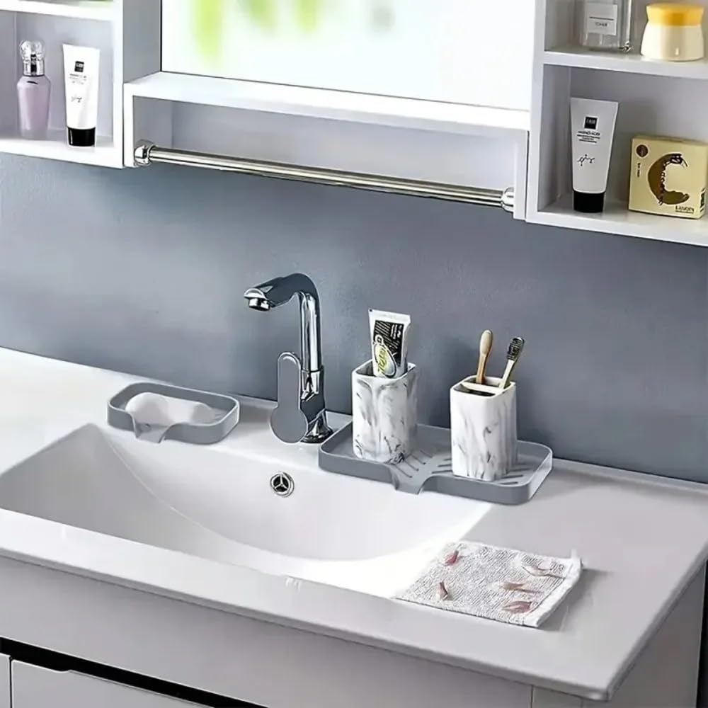 1PC Small Grey Silicone Coaster Storage Rack- Waterproof Draining Soap Mat, Ideal for Toilet Cup & Bathroom, Kitchen Use