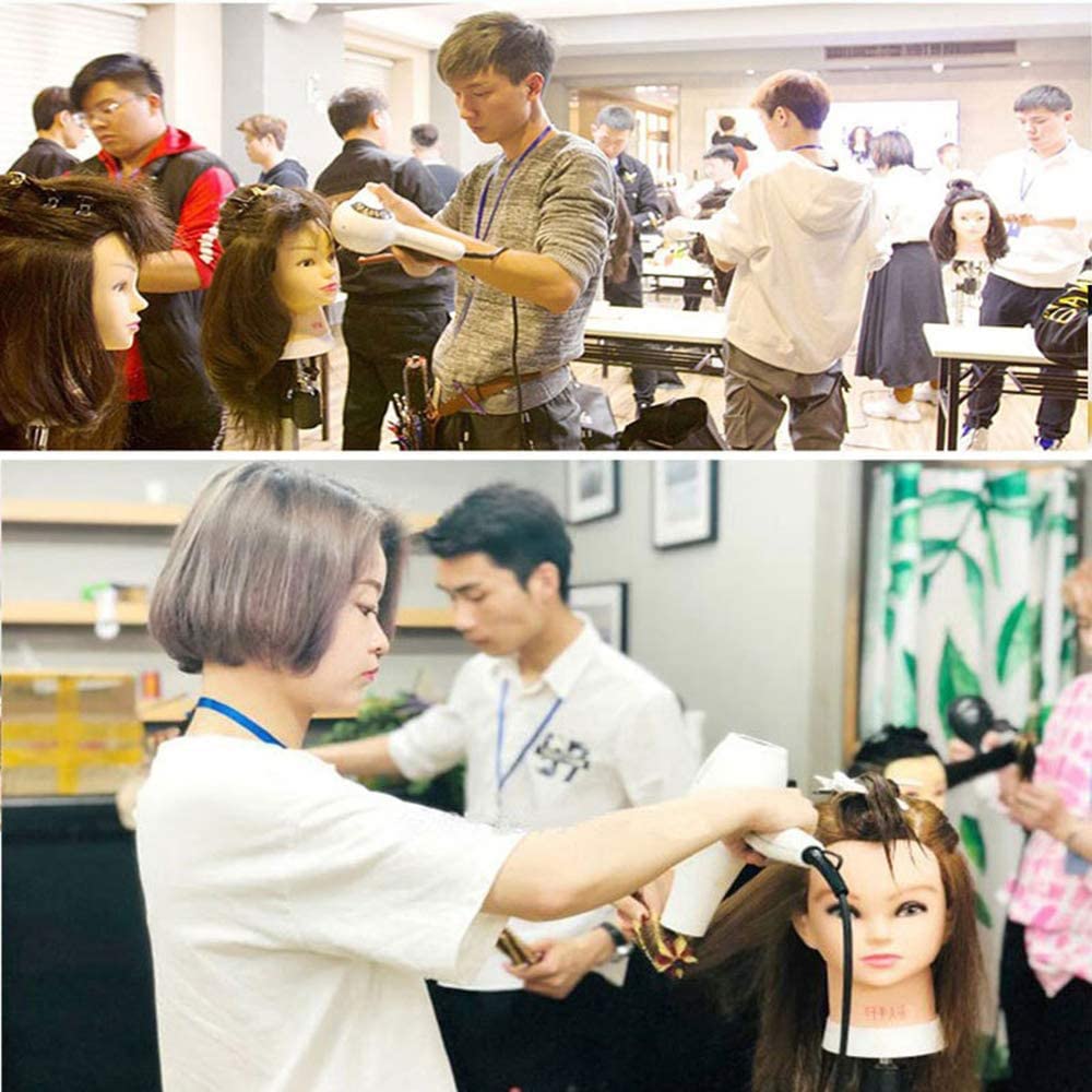 Mannequin Head with 100% Human Hair, SZCY LLC 18" Dark Brown Real Hair Cosmetology Mannequin Head Hair Styling Hairdressing Practice Training Doll Heads with Clamp Holder
