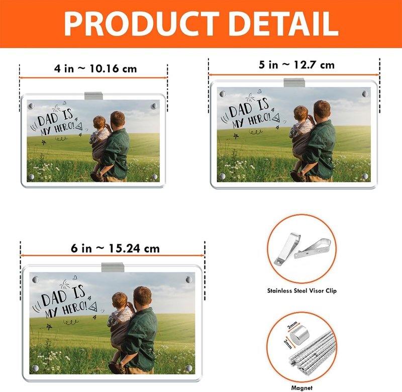 LullabyMall Personalized Photo Car Visor Clip for Dad, Drive Safe Car Accessory, Custom Photo Gift for Father, Personalized Drive Safe Gift for Fathers Day Birthday