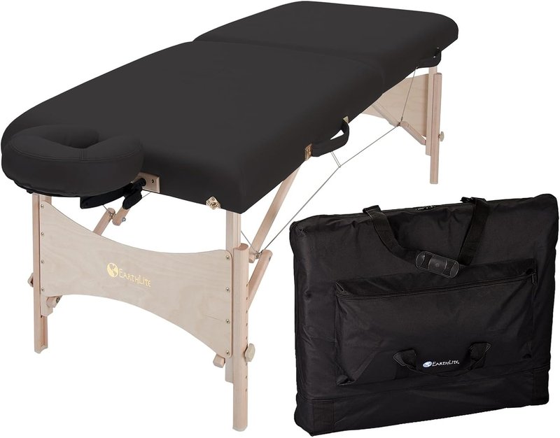 EarthLite Harmony DX Portable Massage Table - Complete Package with Face Cradle & Carrying Case | 30" x 73", Black