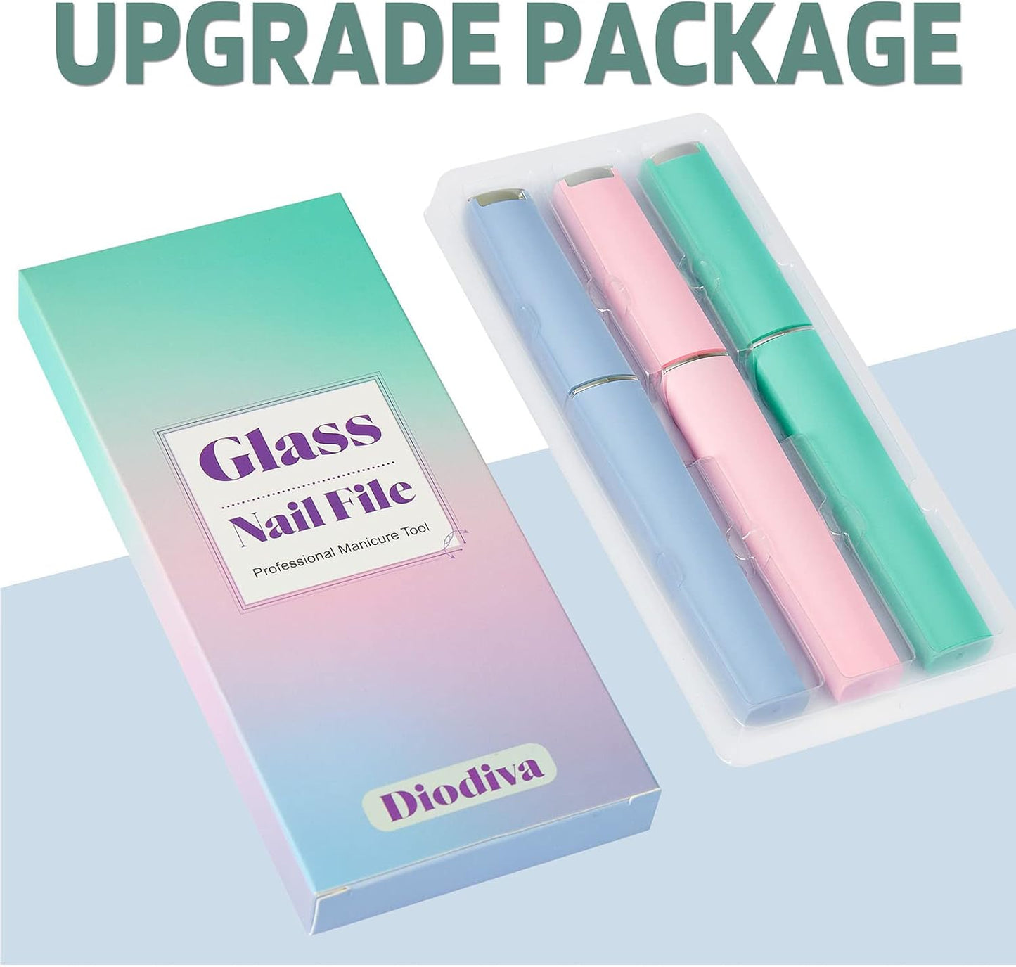 Glass Nail File 3-Pack - Professional Crystal Fingernail Files with Case | Unique Christmas Gifts for Women