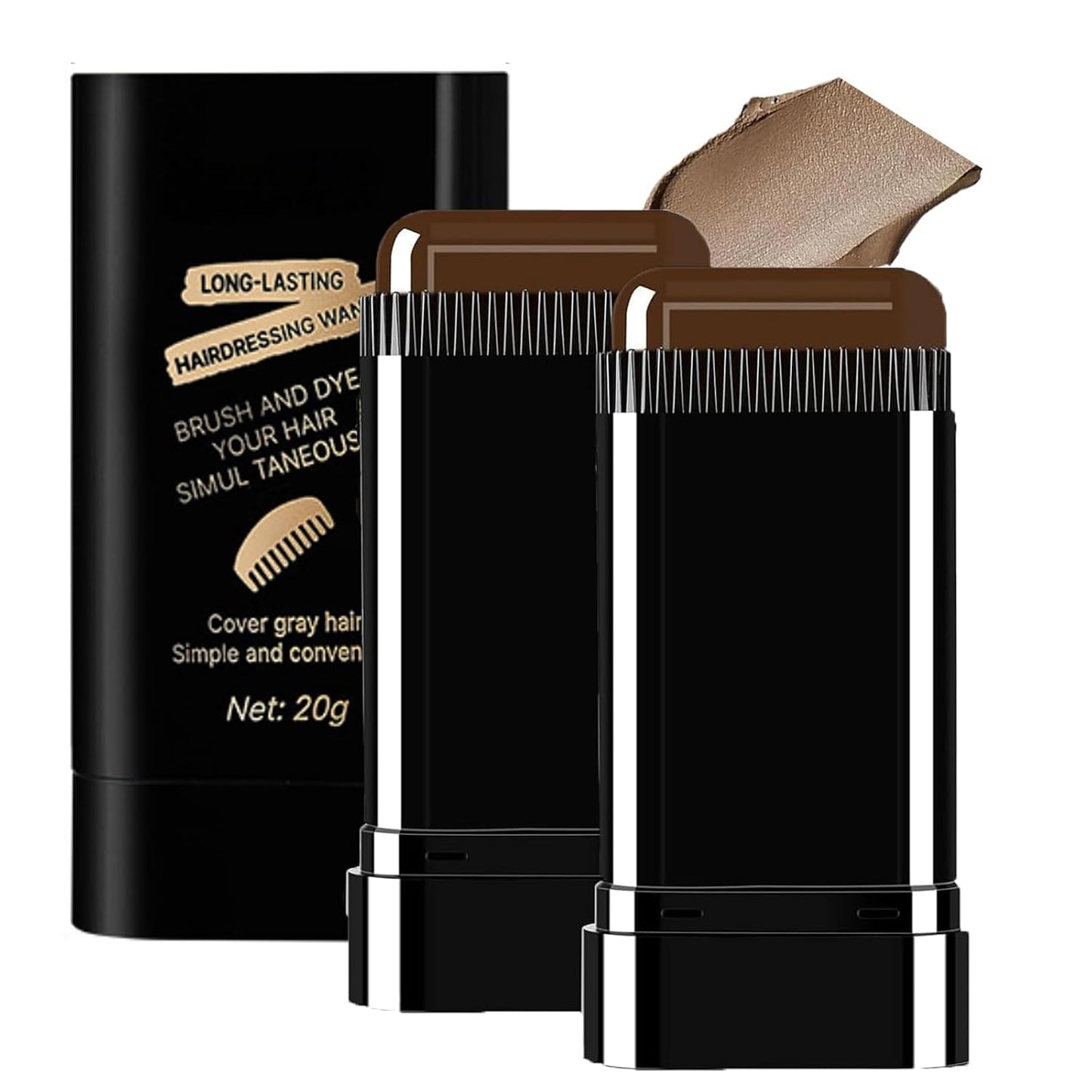 Hair Color Stick & Comb - 2-in-1 Waterproof Root Touch-Up Tool for Men & Women | Black (2PCS)