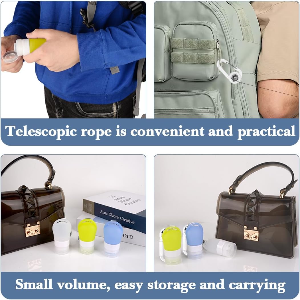 Portable Silicone Travel Bottles Set - Refillable Hand Soap & Toiletries Containers | 1.3 oz, Pack of 3