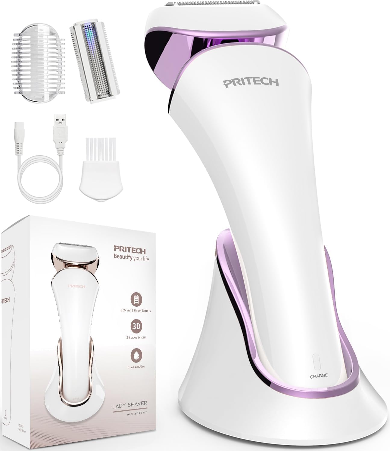 Electric Razor for Women - Rechargeable Waterproof Shaver for Legs, Arms & Bikini | Extra Foil Blade Included