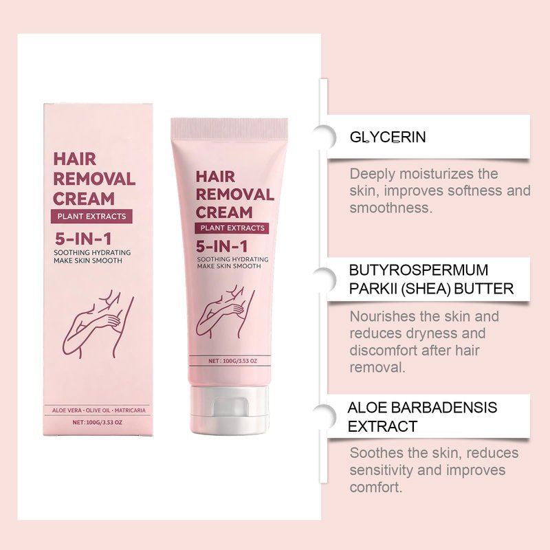 Hair Removal Cream, Moisturizing Daily Care Body Hair Removal Cream for Women and Men, Suitable for Legs, Arms, Underarms, Stomach, Bikini Line, 3.53 OZ