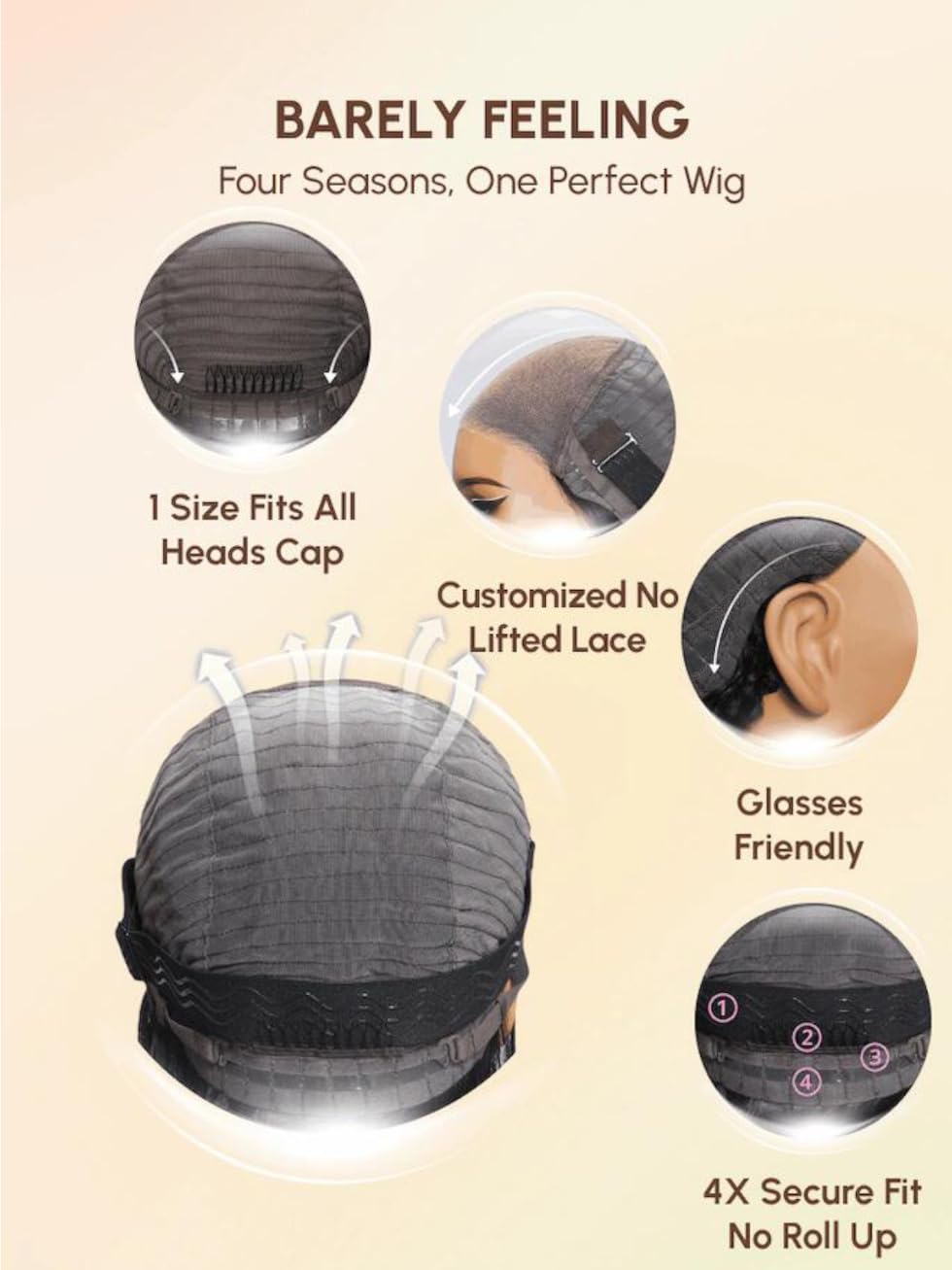 UNICE Bye Bye Knots Glueless Wig 7x5 Pre Cut Lace Front Wigs Butterscotch Highlights Brown Loose Wave Human Hair Put on and Go Wig Pre Plucked Bleached Invisible Knots 150% Density 22 Inch