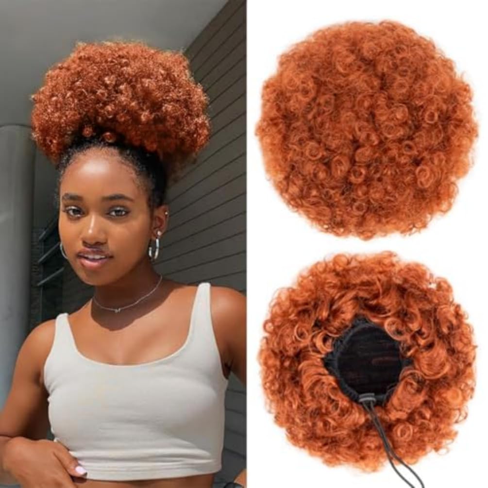Afro Puff Drawstring Ponytail for Black Women - Premium Ombre Gray Bun | Stylish & Versatile Hair Accessory