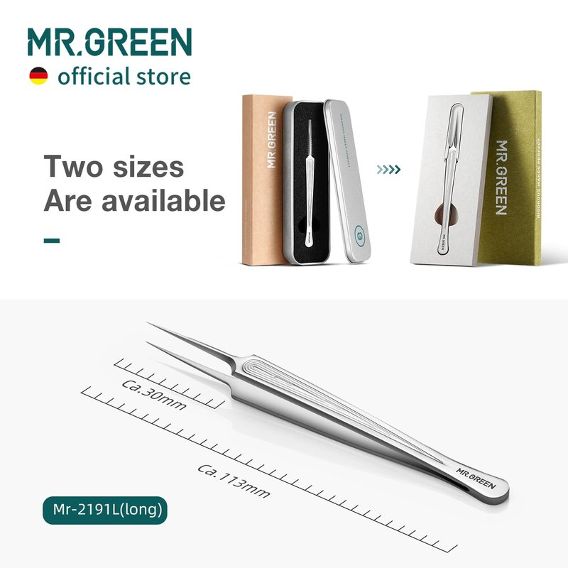 MR.GREEN Ingrown Hair Tweezers Needle Nose Pointed Tips Tweezers For Eyebrows Splinters Blackhead Removal Precision Stainless Steel Clip Extractor